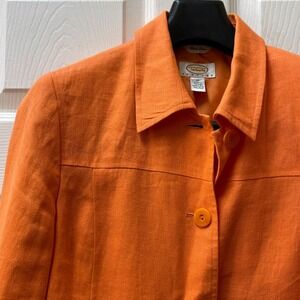 Vintage Talbots Size 10P 100% Irish Linen Cropped Banded‎ Hem Lightweight Jacket
